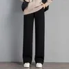 Women's Pants Women Wide Leg Winter Fleece Lined Elastic High Waist Trousers For A Cozy Stylish Look