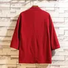 Vestes masculines # 4259 printemps d'été noir bleu rouge kimono manteau homme lâche bouton simple vintage cardigan veste hip hop coton lin m-5xl