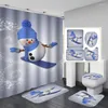 Shower Curtains Christmas Curtain Waterproof Polyester Bathroom Accessories Set Floor Mat Toilet Household Products