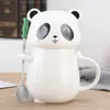 Керамики Керамики Симпатичная мультипликационная кофейная кружка с крышкой и ложкой творческая офисная панда