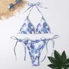 Swimwear Women Bikini High Split Gradient Contrast Swimsuit Sexy One Set Piece Montroies de sein Top de tournesol avec short