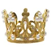 Mini Crown Princess Topper Crystal Pearl Tiara Children Ornements de cheveux pour les outils de décoration de gâteau de fête d'anniversaire de mariage xb14150724