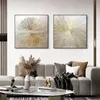 Modern decoration salon Posters on the wall Pure Hand drawn abstract oil painting on canvas gold foil picture for living room 240507