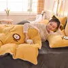 Bedding Sets Milk Velvet 4 Piece Warm Lock Home Textile Quilt Cover Sheet Pillowcase Comfortable Skin Friendly Fabric Materials