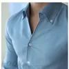 Mens Italian Collar Shirt Wrinkle free Casual Fashionable Slimfit with A Lapel Design Branded Clothing Youth 240514