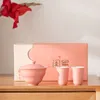 Ensembles de thé en céramique Simple Ceramic Set One Pot et deux tasses Pink Ercai Bowl Day 'Day Souvenirs Matcha Tools Kitchen Dining