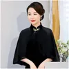 Ubranie etniczne 2023 Women Veet Shawl Płaszcz Płaszcz Cape Naitonal Flower Hafdery Cheongsam Krótka orientalna starożytna księżniczka dhicu