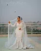 Aso ebi 2024 ivoor illusie zeemeermin trouwjurk bloemen kanten parels luxe sexy bruidsjurken jurken lf03