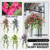 Fleurs décoratives 24 grappes Glores du matin artificielles Faux résistants aux UV Faux extérieur pour le pot de fleur et la fenêtre suspendus intérieurs / extérieurs