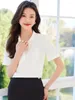 Blusas femininas simplicidade 2024 Moda de verão Blusa de manga curta branca Mulheres gigantes roxas elegantes trabalhos de escritório camisa Tops de temperamento