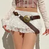 Skirts Lace A-Line Skirt Coquette Style Bow Mid-Waisted Mini Women'S Thin Low Waist Fashion Sexy A Line Miniskirt 2024