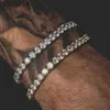 Nya klassiska hiphop -smycken Bling 925 Sterling Silver 2mm GRA VVS Moissanite Iced Out Tennis Chain Armband For Men Women Party