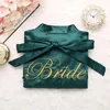 Accueil Vêtements Bride Bridesmaid Wedding Robe Kimono Bathrobe Broidered Morning Robes Sleepwear Femelle Silky Satin Nightss Warans