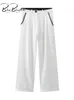 Blinglingee Summer Patchwork Women White Pants Traf Zipper High Tailled Office Suit Pant vrouwelijke broek Y2K dunne ol Pant 240514