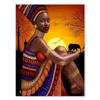 Pintura de lona de mulher africana, lindas mulheres negras de arte de parede, sala de estar moderna, imagem estética interior para decoração de casa sem enquadrado