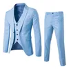 Mens Suit Slim 3 Piece Business Wedding Party Vest Pants Coat Casual Solid Blazers Jacket Luxury 240514