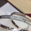 2024Womens Bransoletka Złota Torque Boguła Podwójna Rząd Diamentowa luksusowa biżuteria szerokość 5 mm Ukryty proces inkrustacji Wysokie odporne na fade bransoletki dla kobiet Bijoux Q9