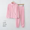 Accueil Vêtements d'hiver Flanelle Flanelle chaude Pajamas Loungewear Two Piece Suit Nighty Zipper Hight Collar Cardigan Vêtements pour dormir