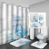 Shower Curtains Christmas Curtain Waterproof Polyester Bathroom Accessories Set Floor Mat Toilet Household Products