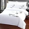 Set di biancheria da letto a 5 stelle el lussuoso cotone bianco-grigio pieno maumino maumino letto/foglio piatto cuscino aderente 4pcs