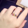 Klusterringar 925 Pure Silver Chinese Style Natural Color Sapphire Women's Luxury Plant Justerbar GEM RING Fine SMEE sach Support Detec