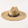 Boinas de chapéu de palha largo e largo para homens homens panamá Raffia Summer Packable boho banda única banda Sun Party Travel Beach