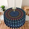 Table Cloth Bohemian Ethnic Mandala Pattern Home Kitchen Restaurant Patio Dustproof Round Tablecloth Outdoor Holiday Dinner Decoration