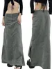 Spódnice kobiety swobodne ładunek y2k wysoki talia długa vintage A-line midi imprezy streetwear