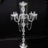 Candle Holders 90CM 35inch Height Crystal Wedding Centerpiece Acrylic Gold Sliver Candelabra Clear Holder Event Party Table Decoration