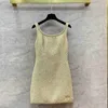 Basic & Casual Dresses designer 3D cut gold thread sequin dress 24 early spring new product waistband slim fit plaid woven camisole skirt 59X9