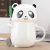 Керамики Керамики Симпатичная мультипликационная кофейная кружка с крышкой и ложкой творческая офисная панда