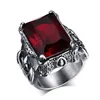 Cluster anneaux de cluster Gothic Vintage Ruby Gemles de zircon Red Zircon Diamants pour hommes