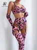 Singrhery Leopard Sexy Underwear Set Spaghetti Spaghetti Shared Shele Style Underwear Club Sexuality Set 240430