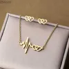 Earrings Necklace Heart to Heart Electrocardiogram Jewelry Set with Gold Stainless Steel Necklace Earrings XW