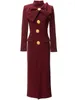 Vestidos casuais gedivoen designer de moda de outono vinho vestido vermelho vintage feminino stand colar blow blow waist pacote nádega slim long long