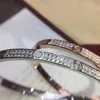 2024Womens bracelet gold torque bangle Double row diamond luxury jewelry width 5MM hidden inlay process High fade resistant bracelets designer for women Bijoux q6