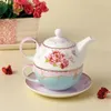 Cups Saucers Britse creatieve theepot koffiekopje Pot set keramische ketel bloem thee kind moeder eenriemriem filtergat