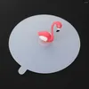 Mokken 11 cm Mooie transparante flamingo siliconen mug cover cover deksels drinken stofbestendig