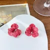 Kolczyki stadnorskie Koreańska moda różowy kwiat oleju kroplówki dla kobiet ślubne słodkie płatki weselne biżuteria prezent urodzinowy