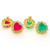 Boucles d'oreilles STAD EST Green rouge Pierres synthétiques Drop Heart for Women Gold plaqué de bijoux