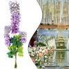 Kwiaty dekoracyjne 12 szt. Sztuczna Wisteria Ivy wiszące winorośl Faux Silk Flower Garland Fiolet Fake Plant Leaf Rattan Trailing Wall