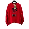 24 Ceiling Early Spring Year Red 1921 Double Letter Towel Embroidered Pullover Sweater for Men and Women