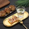 Plates Stainless Steel Gold Dining Tray Dessert Plate Nut Fruit Cake Jewelry Display Kitchen Vanity Organizer Tools