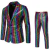 Modieuze heren pailletten postzegelpak disco cosplay party podium nachtclub gliny en cool prestatie set set maten-3xl 240513