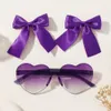 Hair Accessories Kids Fresh Hair Accessories Clips Glasses Set for Baby Girl Cheer Bow Ribbon Hairpins Fashion Peaches Sunglasses Hairgripes Gift