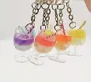 Keychain Creative Large Fruit Drink Milk Tea Cup Key Chain Pendant Harts Simulation Decoration Shop Gift7503743