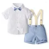 Kleidung Sets Kid Kleinkind Baby Gentleman Kleidung Set kurzarmes Hemd mit Krawatten Overalls Shorts Geburtstagsgeschenk -Outfit Anzug