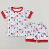 Ensembles de vêtements en gros enfants filles 4 juillet Flags Summer Sibling Shorts Boutique Baby Girl Clothes Boys Boys Tenues