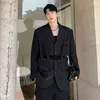 Men's Suits Korean Chic Blazer Autumn Designer Deconstructed Suspender Paneled Truncated Shoulder Pad Suit 2024 Niche 9C1353