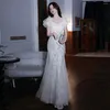 Robes de fête Luxury paillette sirène robe femme banquet soirée française à paillettes blanches mincer que